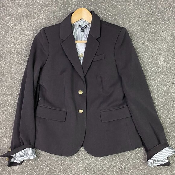J. Crew Schoolboy Blazer Women's 10 Black Mercantile Gold Buttons Preppy Stretch - Picture 1 of 16